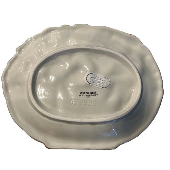 Vintage Fitz and Floyd Relish Dish Ceramic Easter Spring Bunnies Vegetables 1995 - Picture 2 of 5